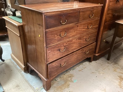 Lot 1293 - 19th century mahogany chest of two short and three long drawers, 104cm wide, 49cm deep, 99.5cm high