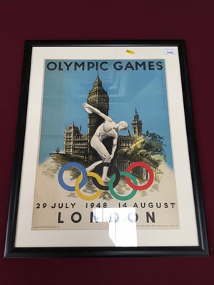 Lot 1456 - Original 1948 London Olympic Games poster mounted in glazed frame.