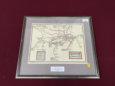 Lot 1458 - London's Underground map, circa 1922, mounted in glazed frame.