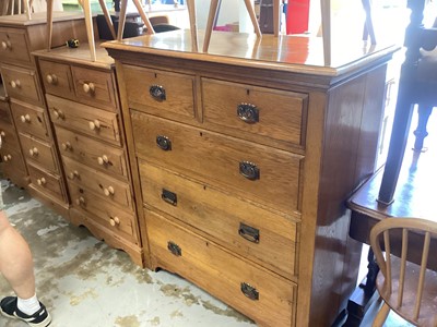 Lot 1296 - Edwardian oak chest of two short and three long drawers, 108cm wide, 49.5cm deep, 121cm high