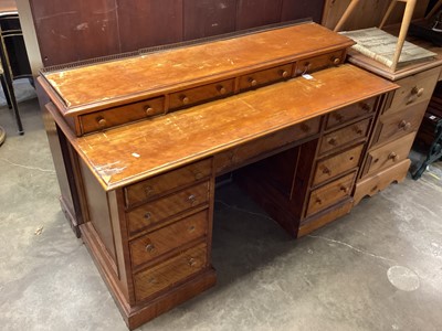 Lot 1300 - 19th century satinwood desk, 131cm wide, 56cm deep, 87cm high