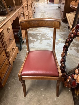 Lot 1301 - 19th century mahogany dining chair, mahogany hanging shelves and a brass and mirrored glass fire screen (3)