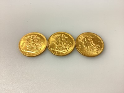 Lot 437 - G.B. - Gold Sovereigns Elizabeth II 1966 x 3 UNC. (3 coins)