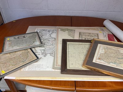 Lot 785 - Group of eleven 18th and 19th century hand coloured engraved maps to include Essex and Suffolk, by Morden, Smith and others (four framed, seven unframed