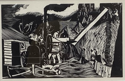 Lot 974 - *John Northcote Nash (1893-1977) wood engraving 'The Threshing Machine', circa 1925, mounted in glazed frame.