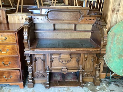 Lot 1306 - Victorian organ converted to a writing desk, 122cm wide, 62cm deep, 125cm high