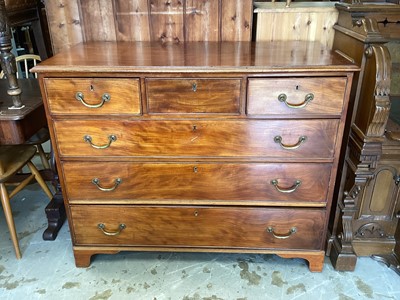 Lot 1307 - 19th century mahogany chest of three short and three long drawers, 119cm wide, 53.5cm deep, 96.5cm high