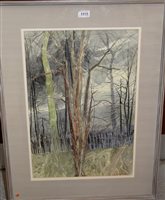 Lot 1215 - Michael Chase, watercolour - 'Chelsworth Trees'...
