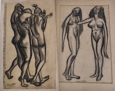 Lot 1173 - Clare Winsten (1894-1989) collection of nine unframed pencil and charcoal drawings and sketches to include nudes, each signed, together with an oil sketch signed verso T. Winsten (10)