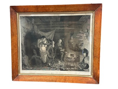 Lot 493 - William Kidd, Victorian black and white engraving - 'The Stolen Kiss', engraved by Meyer, in glazed maple veneered frame