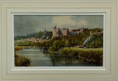 Lot 1075 - Wilfred Williams Ball (1853-1917) watercolour - Arundel Castle, signed and inscribed, 12 x 22cm, glazed frame