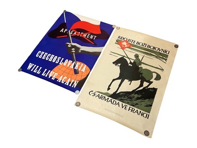 Lot 794 - Vintage Czech anti appeasement poster, 81 x 61cm and another Czech poster, 91 x 64cm (2).