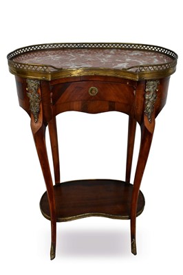 Lot 1308 - French walnut marble topped side table