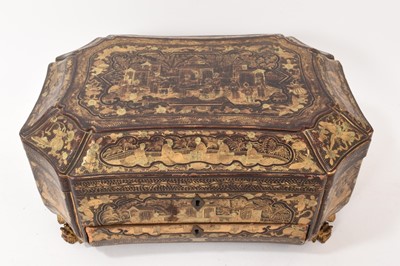 Lot 838 - 19th century Chinese lacquered sewing box