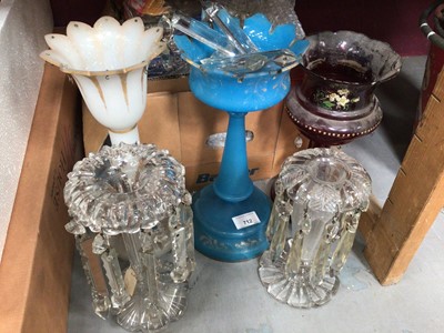 Lot 712 - Glass lustre stands and accessories