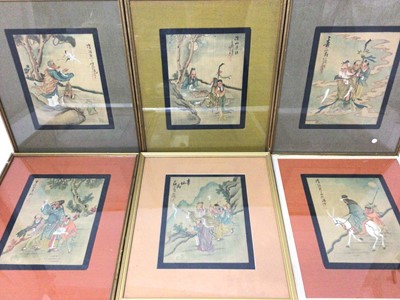 Lot 839 - Set of six early 20th century Chinese works on silk