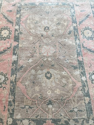 Lot 1510 - Oushak beige, pink and green rug, 206cm x 138cm