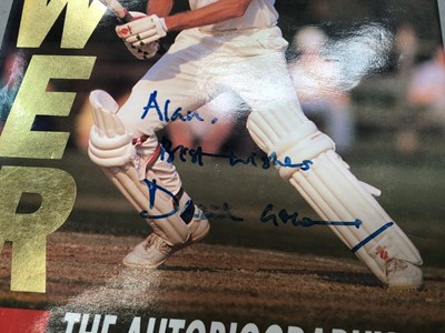 Lot 349 - Books including signed copies by David Gower, Pat Cash, Robert Church, Lynda La Pante etc and four autopen signed Beatles cards