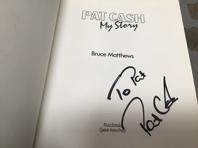 Lot 349 - Books including signed copies by David Gower, Pat Cash, Robert Church, Lynda La Pante etc and four autopen signed Beatles cards