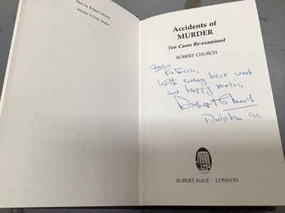 Lot 349 - Books including signed copies by David Gower, Pat Cash, Robert Church, Lynda La Pante etc and four autopen signed Beatles cards