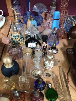 Lot 713 - Selection of glass perfume & scent bottles