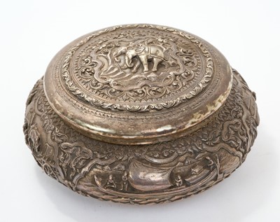 Lot 293 - Indian embossed silver box and cover