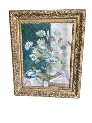 Lot 392 - Iris Jackman (20th century) oil on canvas, still life and another