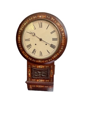 Lot 834 - Antique continental mother of pearl inlaid wall clock