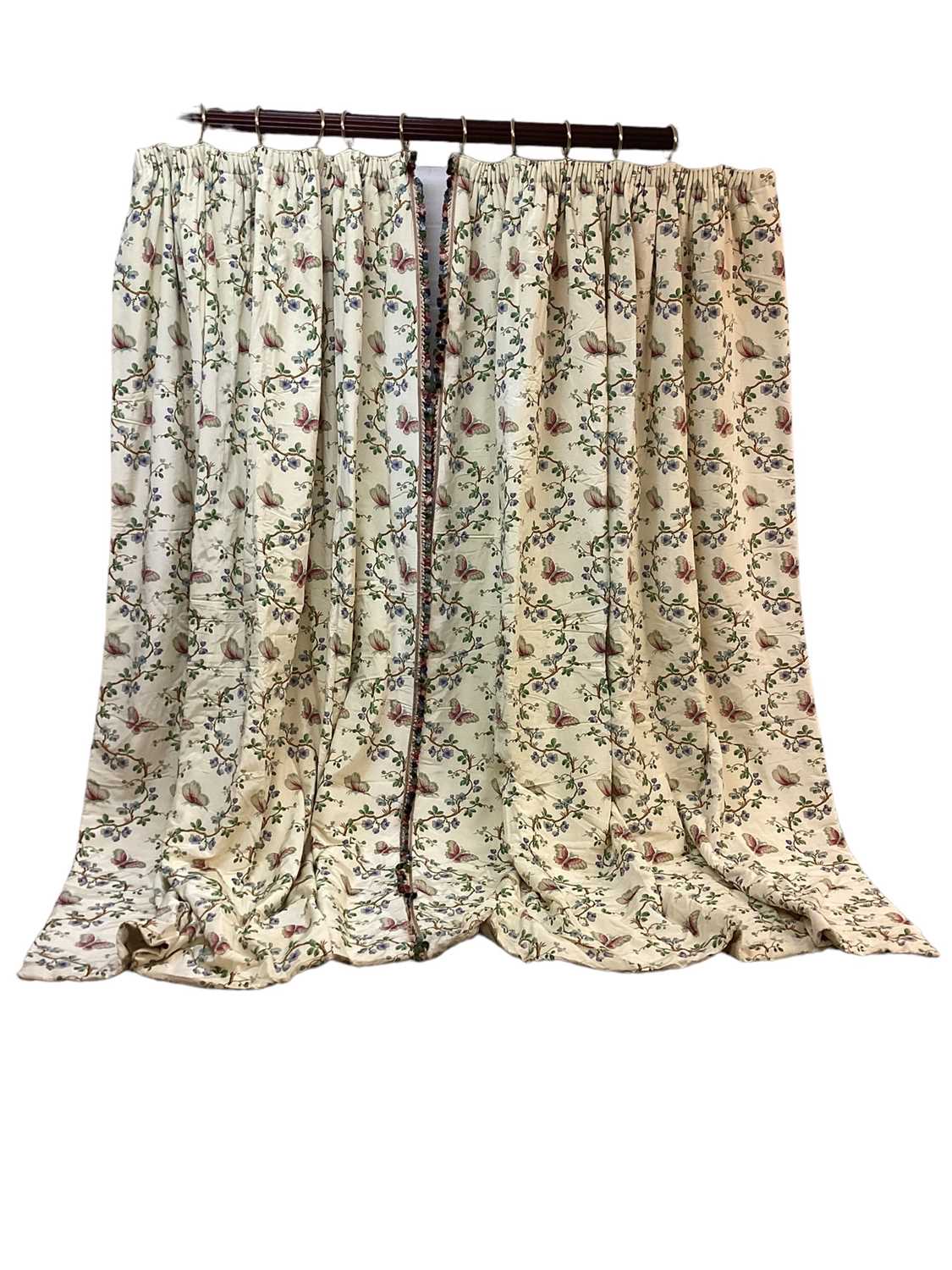 Lot 1435 - Two pairs of good quality Pierre Frey Papillon Bleu curtains