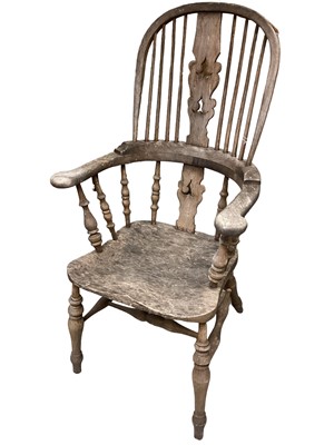 Lot 1288 - 19th century ash and elm open armchair