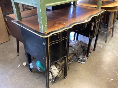 Lot 1348 - Antique painted serpentine fronted desk with inset leather lined top, 121cm wide, 60cm deep, 75.5cm high