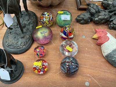 Lot 526 - Group of eight various art glass paperweights to include Mdina and John Ditchfield (8).