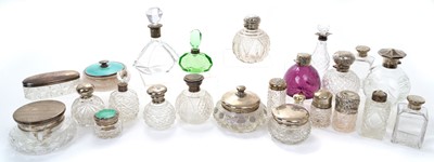 Lot 299 - Collection of twenty four Victorian and Edwardian silver mounted toilet bottles