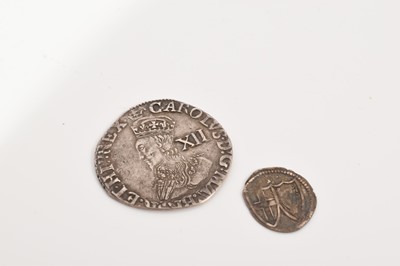 Lot 418 - G.B. - Silver hammered coins to include Charles I Shilling tower mint type 3a m/m Crown (1635-36) Spink ref: 2791 VF & Commonwealth penny 1649-60 Spink ref: 3222 AF (2 coins)