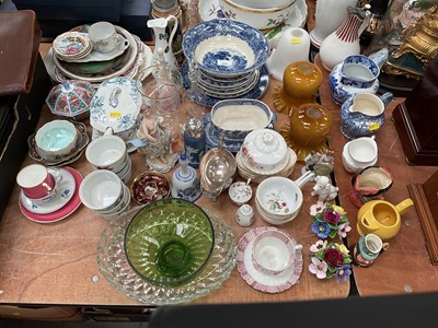 Lot 533 - Collection of various ceramics and glassware to include jugs, glass light shades, Royal Worcester ceramics and sundries.