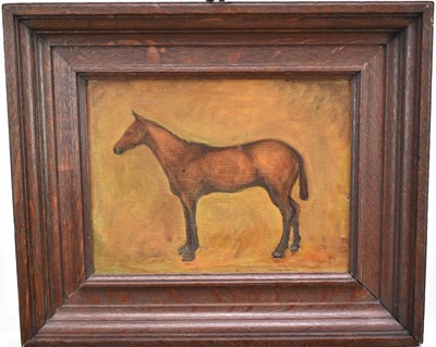 Lot 1002 - English School oil on panel, A Bay Hunter, 20cm x 27xm, in oak frame