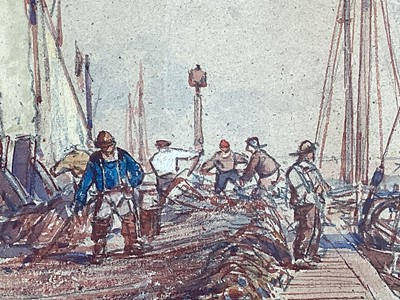 Lot 193 - William Roxby Beverly or Beverley (c.1810–1889), watercolour of a harbour, in gilt frame