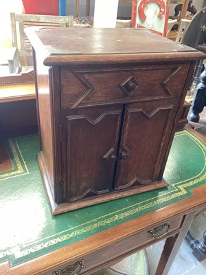 Lot 1357 - Early 20th century oak stationary cabinet, 38cm wide, 28.5cm deep, 43cm high