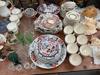 Lot 545 - Group of 19th century Imari dinnerware, together with a collection of antique glasses to include Uranium and Bristol Green.