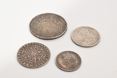 Lot 424 - G.B. - Mixed silver coins to include George III Shillings 1787 GVF, 1816 GVF, George IV Half Crown (N.B. Minor edge bruises) otherwise GVF & six pence 1829 GVF-AEF (4 coins)