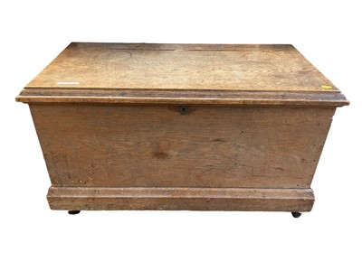 Lot 1311 - Oak lead lined trunk, together with a George III oak corner cupboard