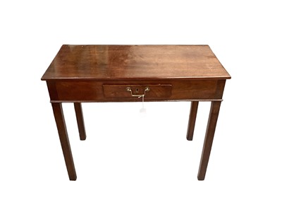 Lot 1180 - 19th century mahogany side table with single drawer on chamfered legs, 82cm wide, 39.5cm deep, 67cm high