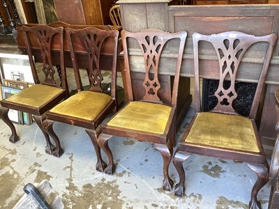 Lot 1362 - Set of four Georgian style dining chairs with pierced splat backs