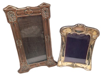 Lot 1079 - Art Nouveau style silver photograph frame (Sheffield 1991) together with another similar copper frame