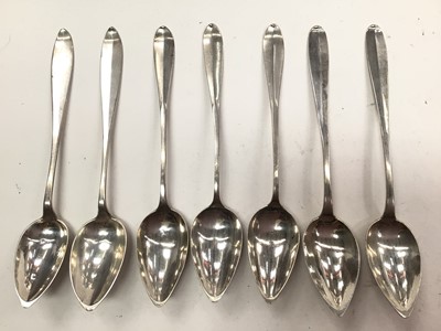 Lot 1083 - Seven continental silver grapefruit spoons