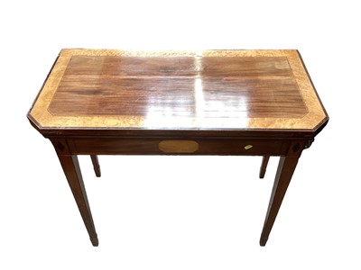 Lot 1390 - 19th century inlaid mahogany card table, 92cm wide, 46cm deep, 74cm high