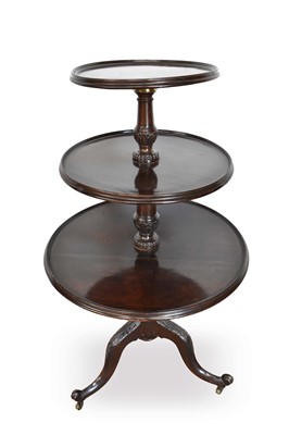 Lot 1334 - 19th century three-tier mahogany dumb waiter