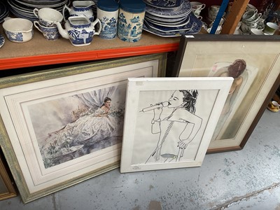 Lot 551 - Michael Smee (b 1946) watercolour, bather, signed 63 x 46cm, glazed frame, together with a Gordon King signed limited edition print and a Colin Freeman print of Kylie (3).