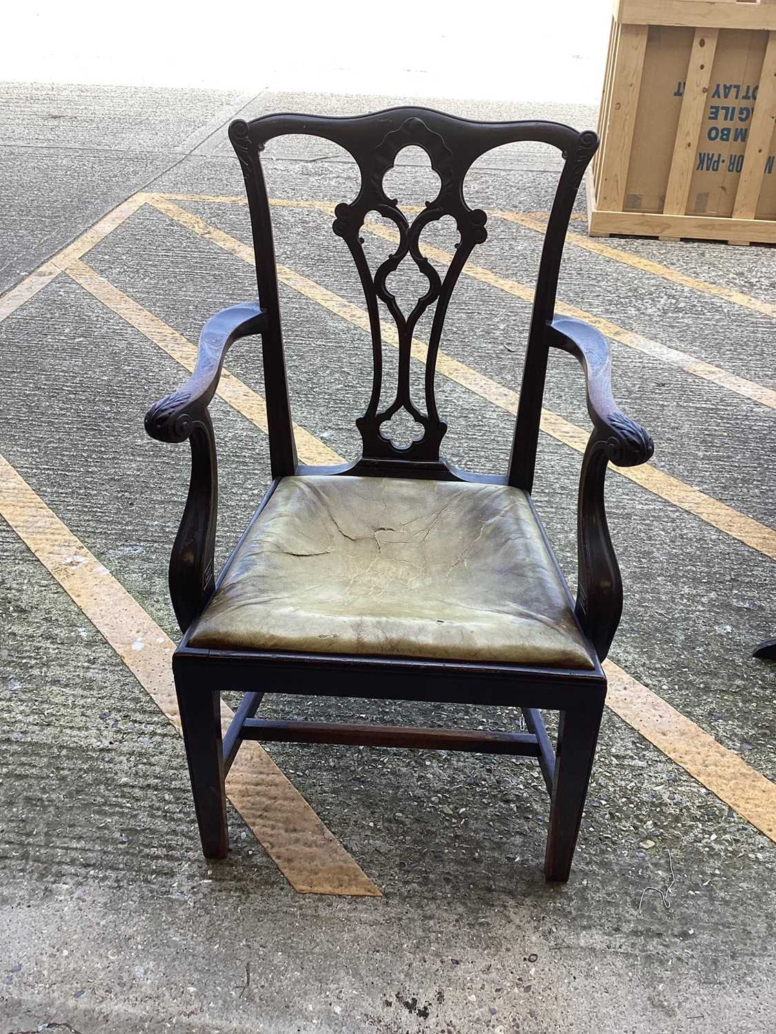 Lot 1371 - Edwardian Chippendale revival mahogany elbow chair with pierced splat back