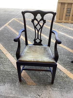 Lot 1371 - Edwardian Chippendale revival mahogany elbow chair with pierced splat back